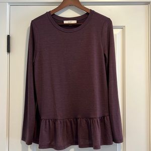Purple peplum LOFT long sleeve shirt, medium